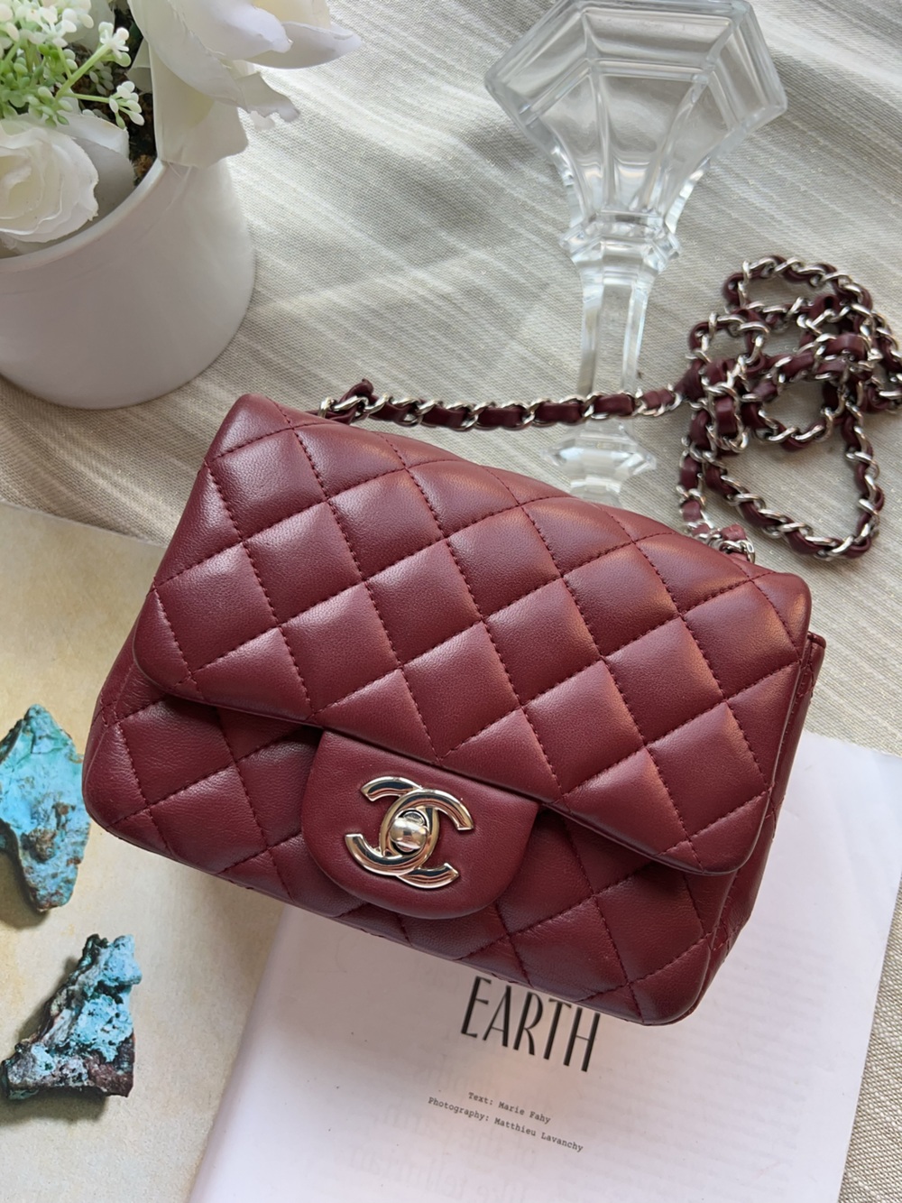 Chanel Mini Square Classic Flap Bag Red